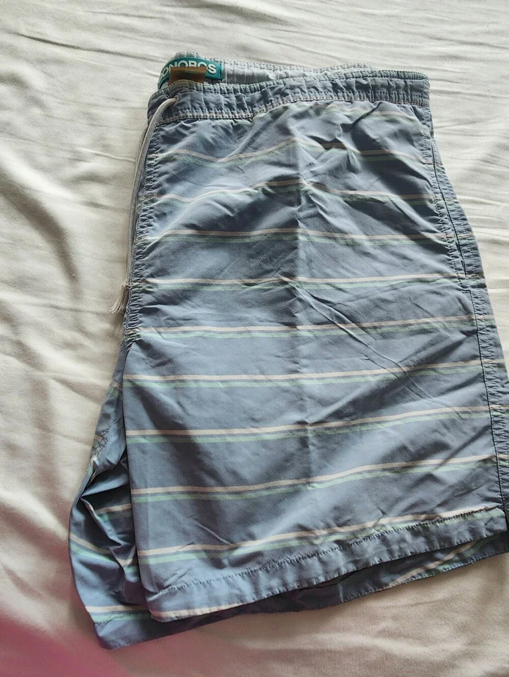 Bonobos Men's Light Blue Striped Swim Trunks LARGE
